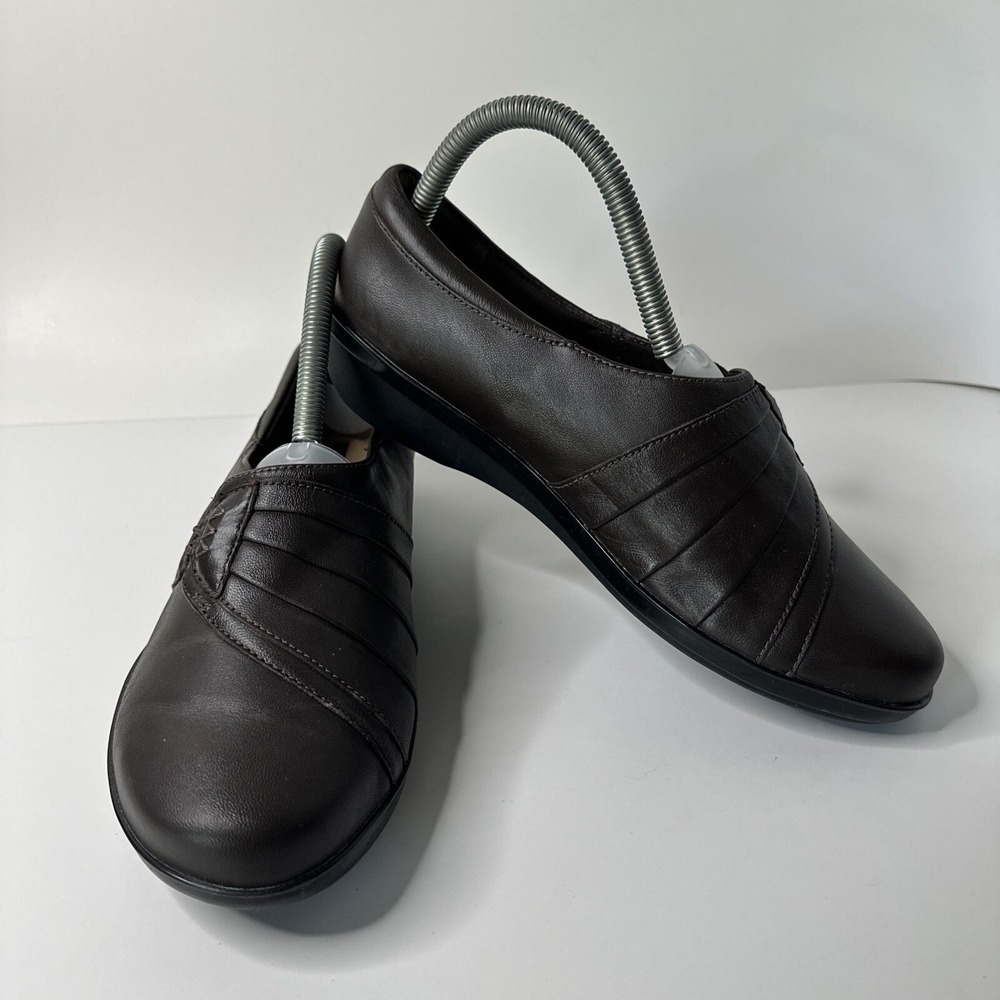 Clarks Collection Everlay Iris Loafers Shoes Women 7W Brown Leather ComfortGREAT
